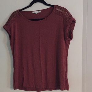 ROSE + OLIVE top w/ embellished shoulder.